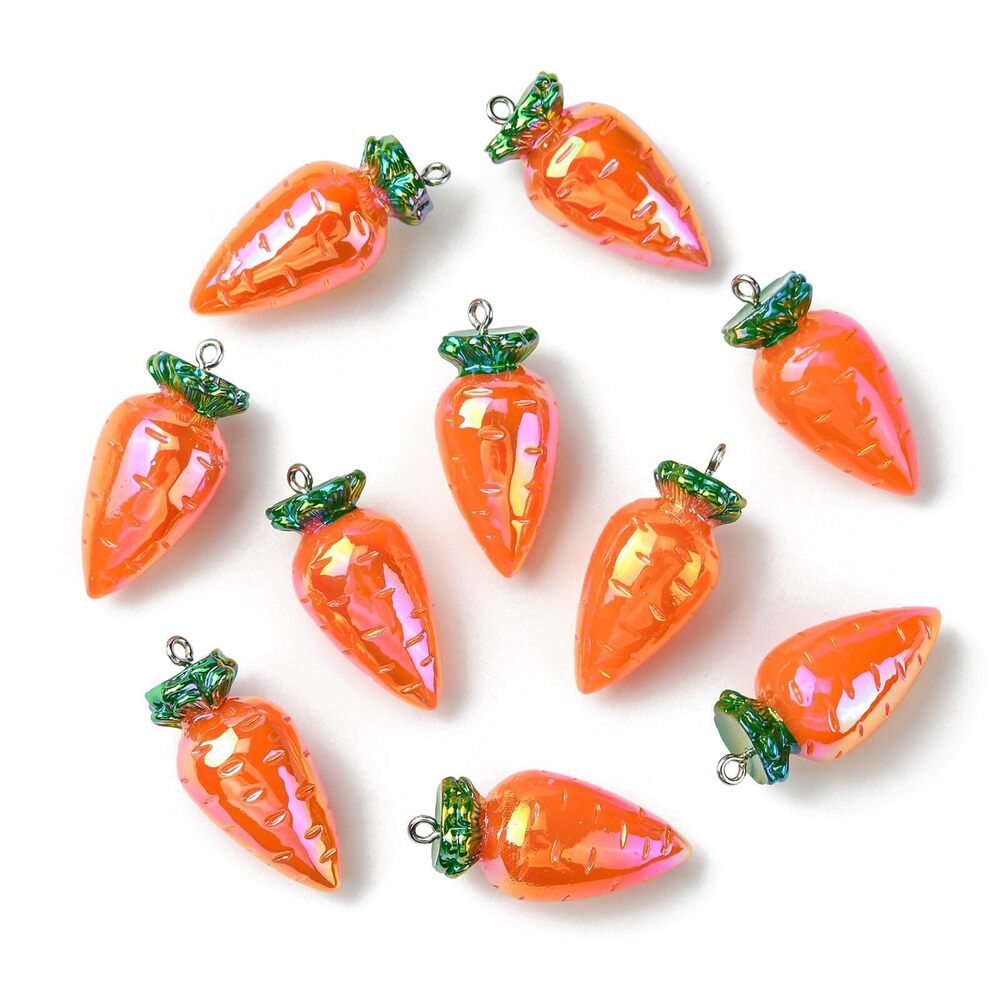 8491 20 pcs Resin 3D Carrot Charms AB Color Bunny Rabbit Fruit Vegetable